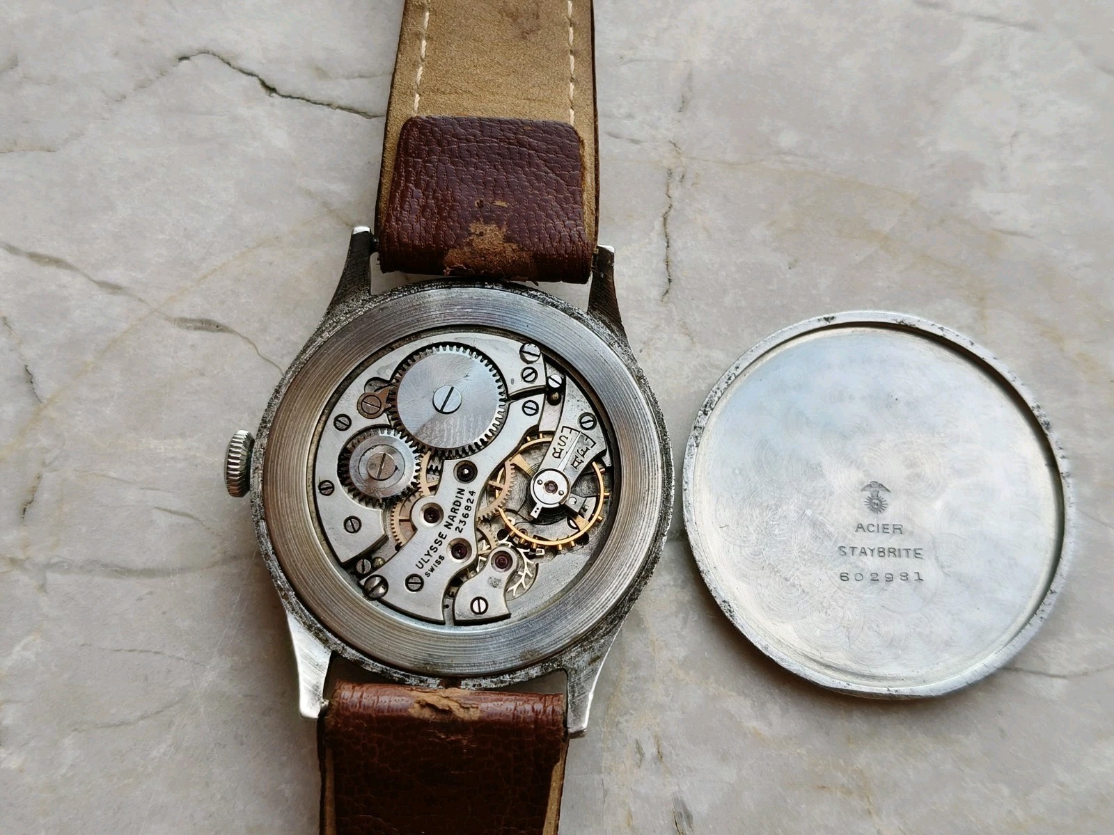 30s ULYSSE NARDIN CALATRAVA OVERSIZE STEEL CASE 37.5mm RARE VINTAGE WATCH WATCHES