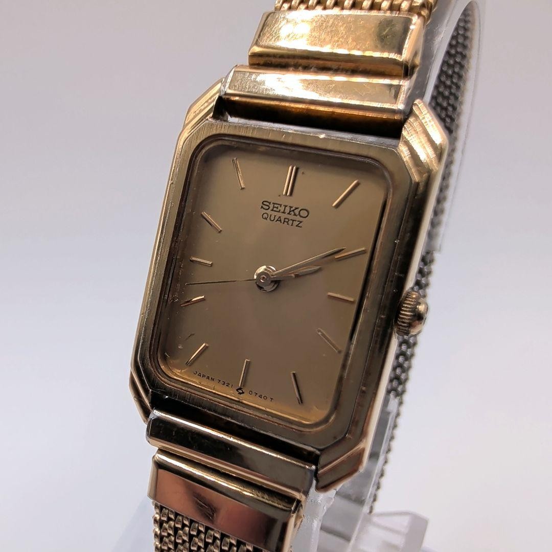 SEIKO 7321-5370 Quartz Gold Square Ladies Watch 18.7mm 16cm