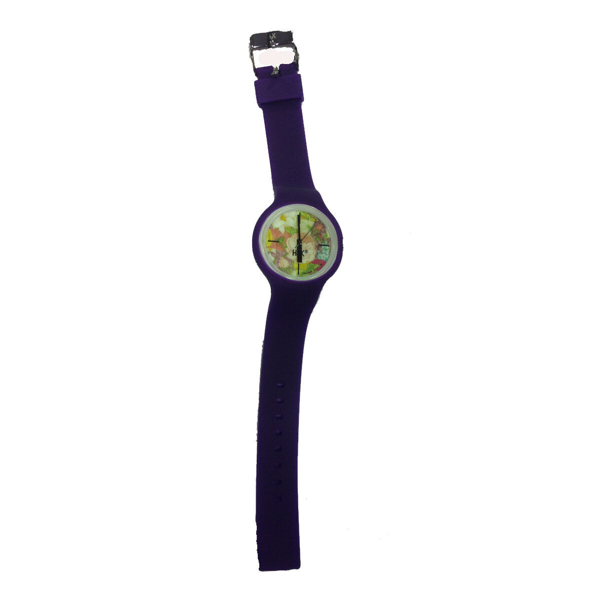 H2X Steel Silicone Purple Flower Interchangeable Wrist Watch for Women