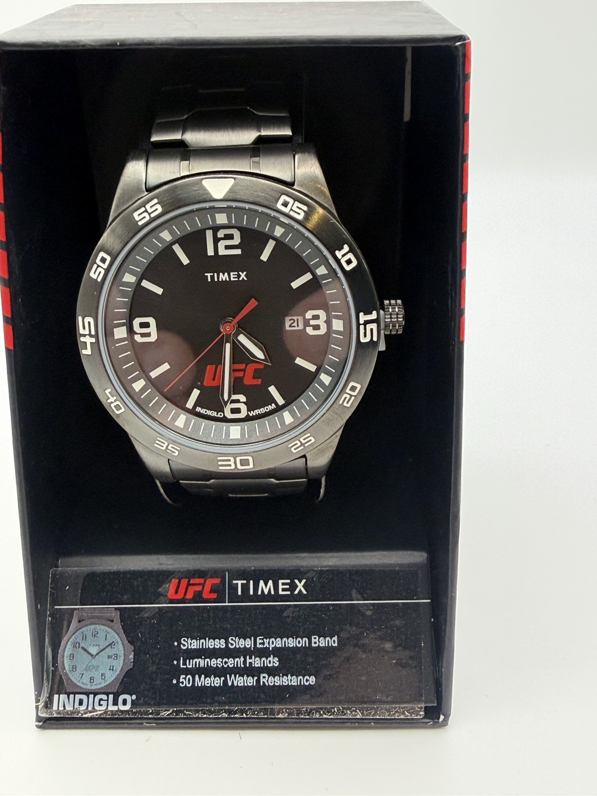 Timex UFC Indiglo Men’s Watch Date WR50M Black Dial Stainless Steel w/ Box