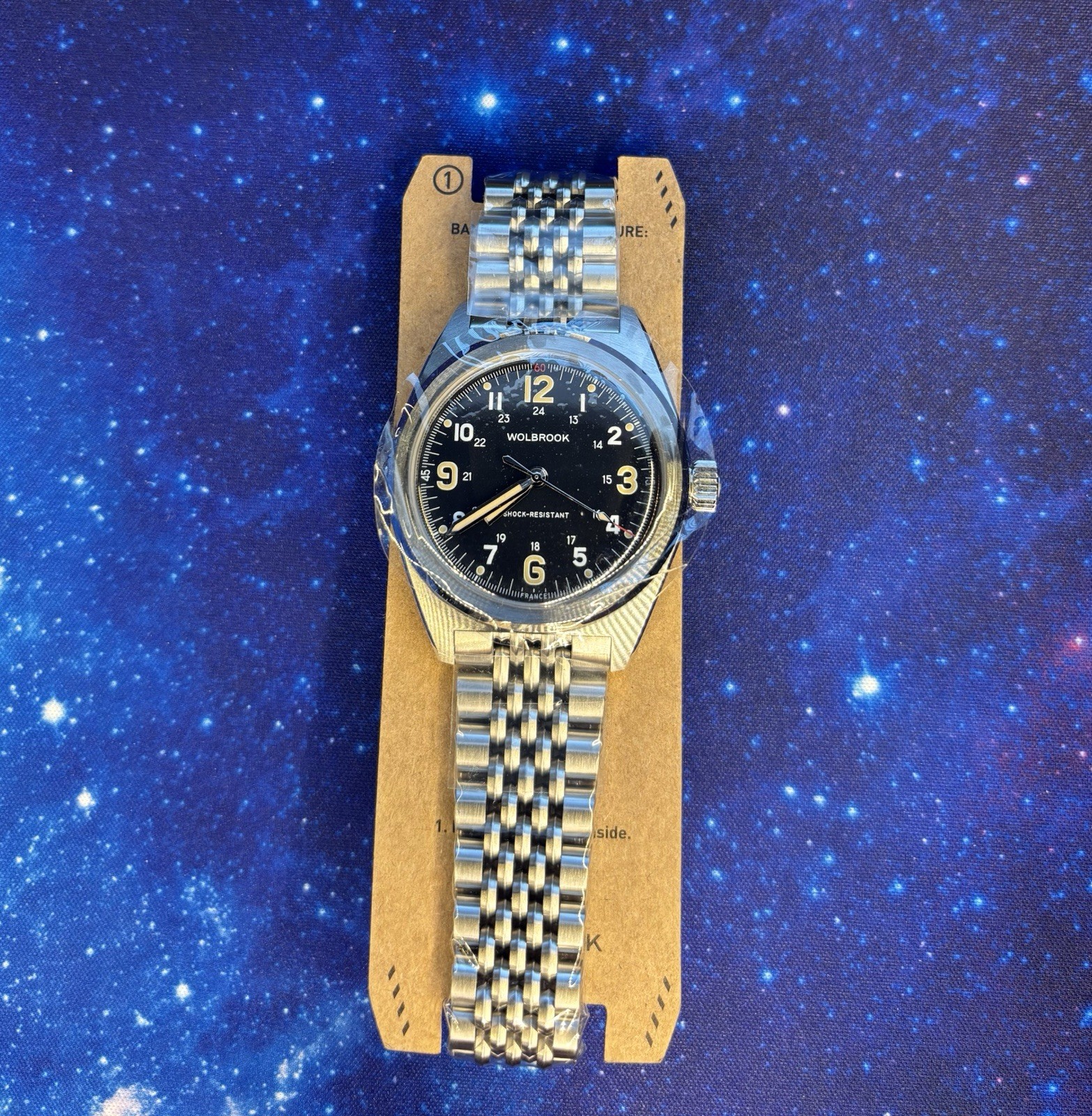Wolbrook Outrider Automatic Black Dial Beads of Rice Bracelet with Box&Papers