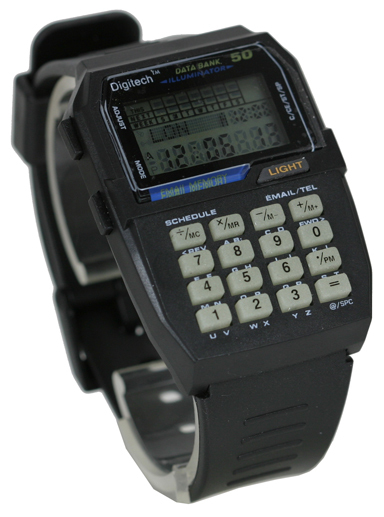 50 memory data bank calculator watch