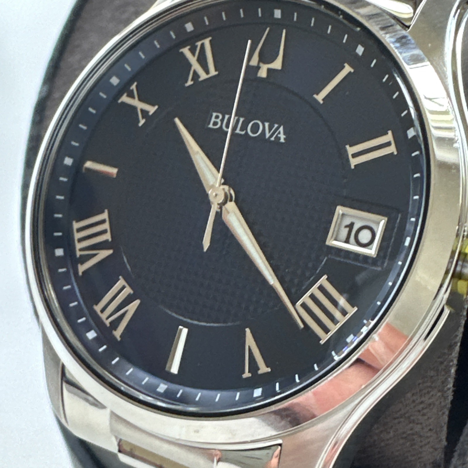 Bulova Wilton Men’s Quartz Silver-Tone Blue Dial Watch 41MM 96B386