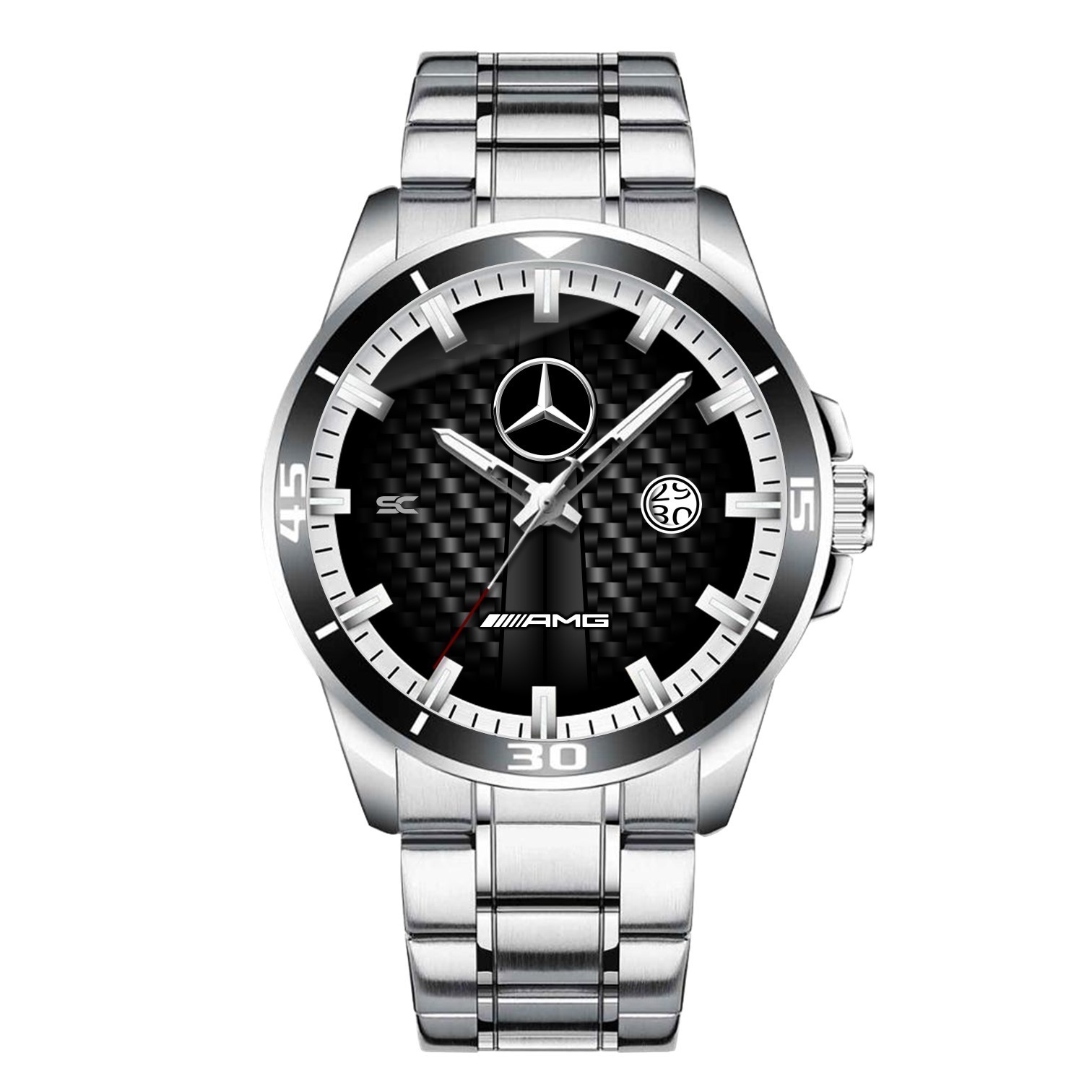 Mercedes Benz AMG Heritage Stripe Carbon Steel Wrist Watch for Lovers