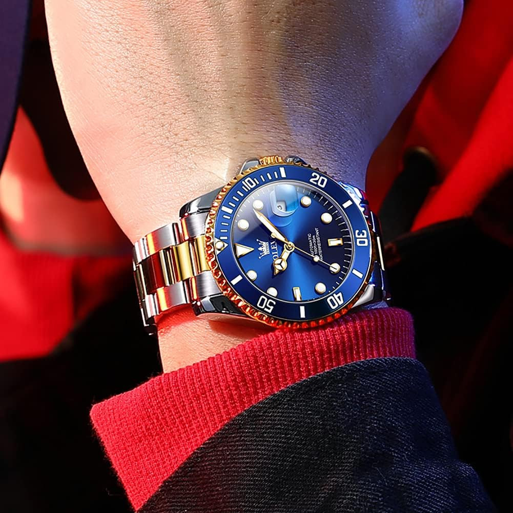Men’s Waterproof Automatic Watch with Luminous Large Face & Calendar Date