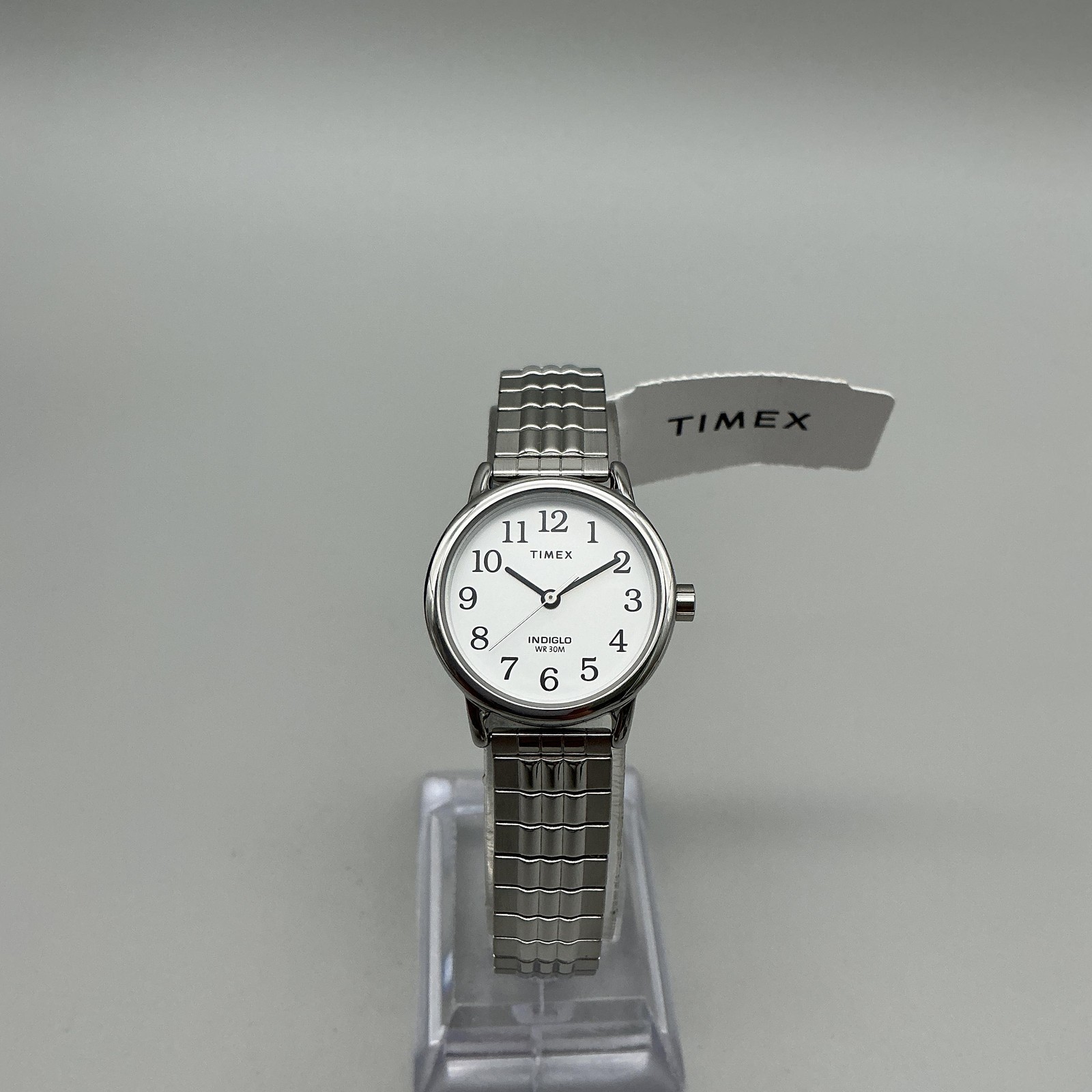 Timex Easy Reader Womens Watch 25mm White Dial Indiglo Expansion Band Stainless