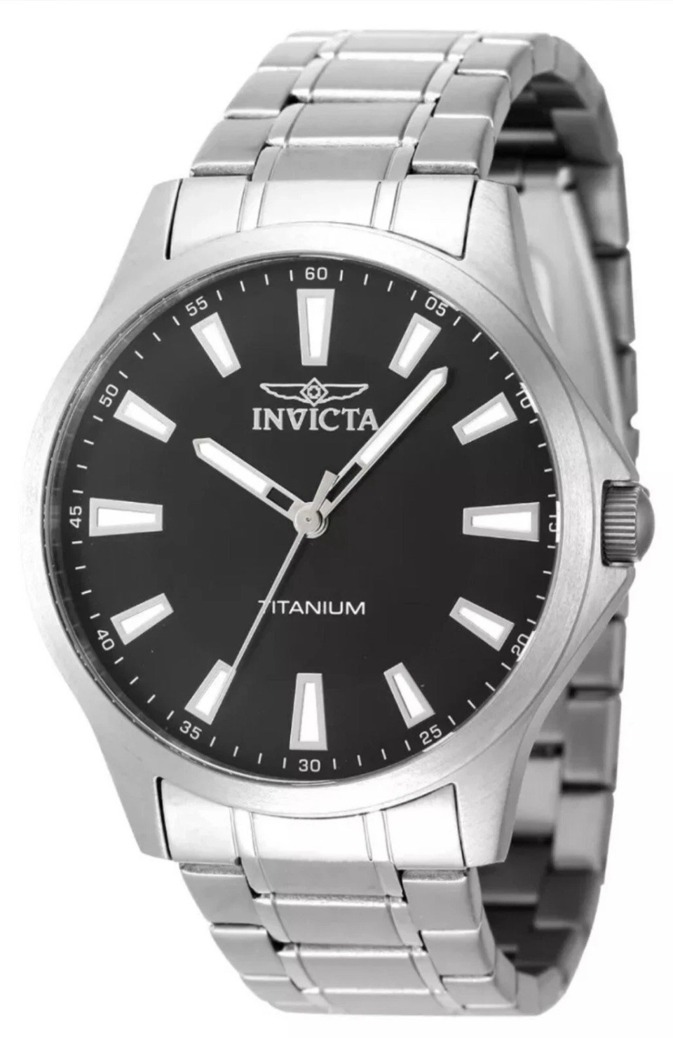 Solid Titanium Invicta TI-22 Men’s Watch – 43mm Silver Black 47515 NEW