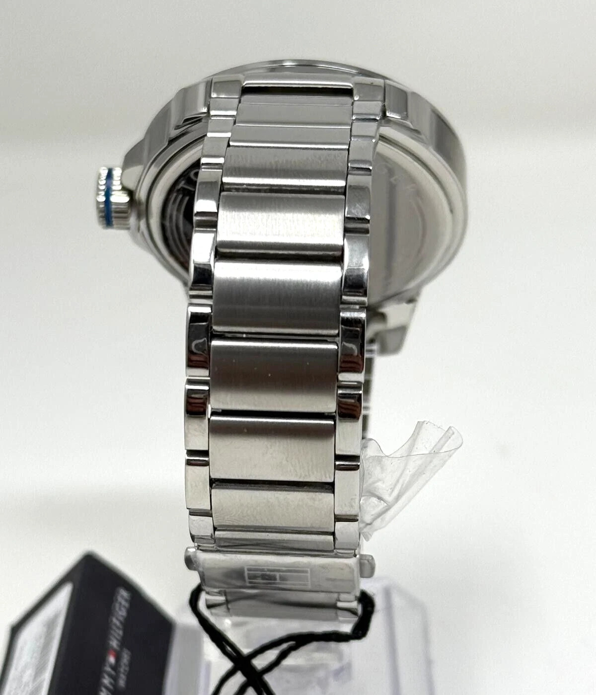 Tommy Hilfiger Three Hand Stainless Steel Black Dial 46mm Watch NIB 1791074
