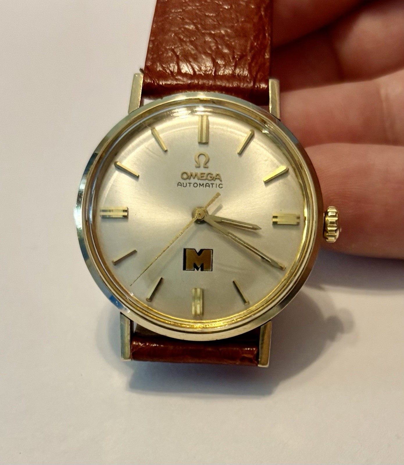 Vintage Omega Automatic 14K GF Monsanto Presentation 34mm Men’s Watch NICE!