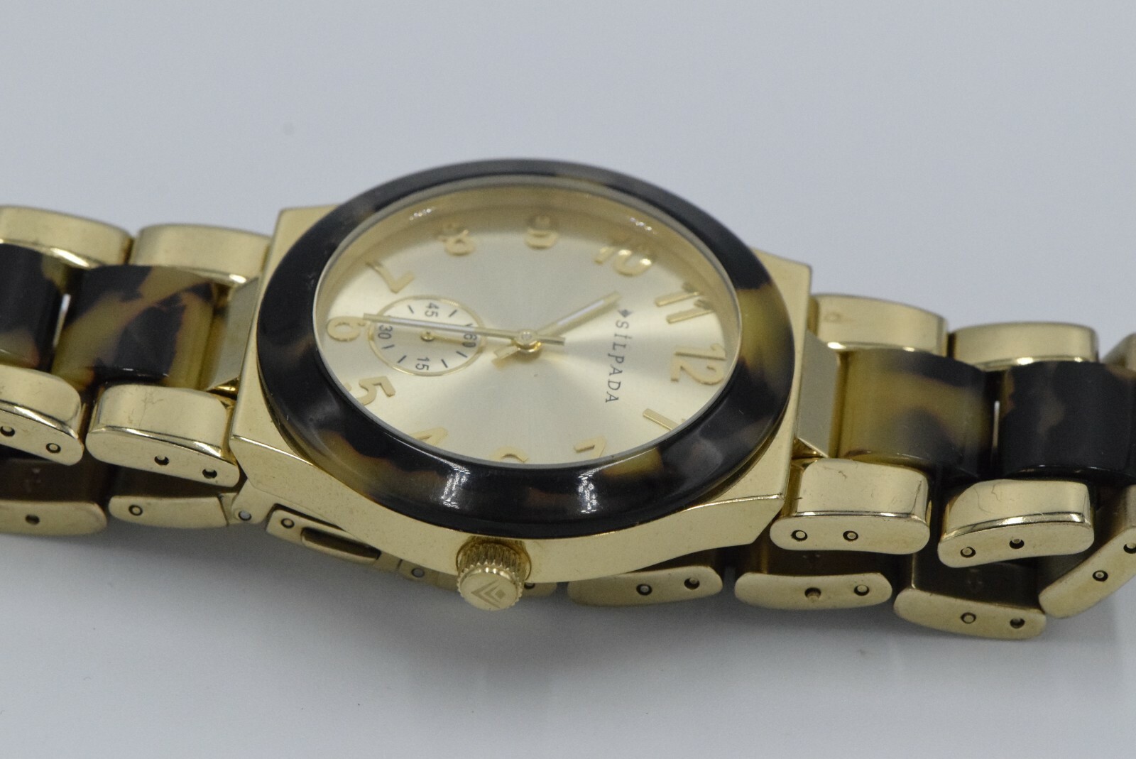 Silpada “Timeless Tortoise” Resin Stainless Steel Gold Watch KRT0016