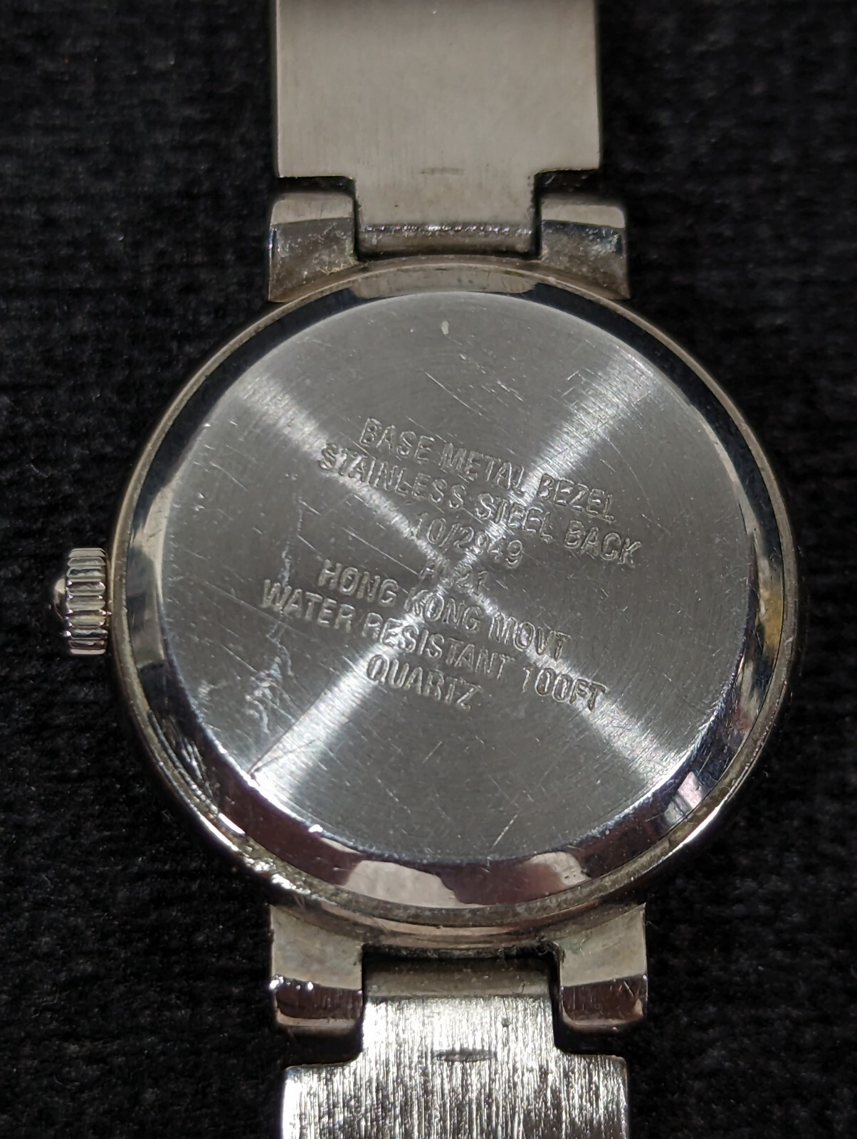 Anne Klein Black Dial Silver Tone Round Case Link Bracelet Band Watch 6.5 Inch