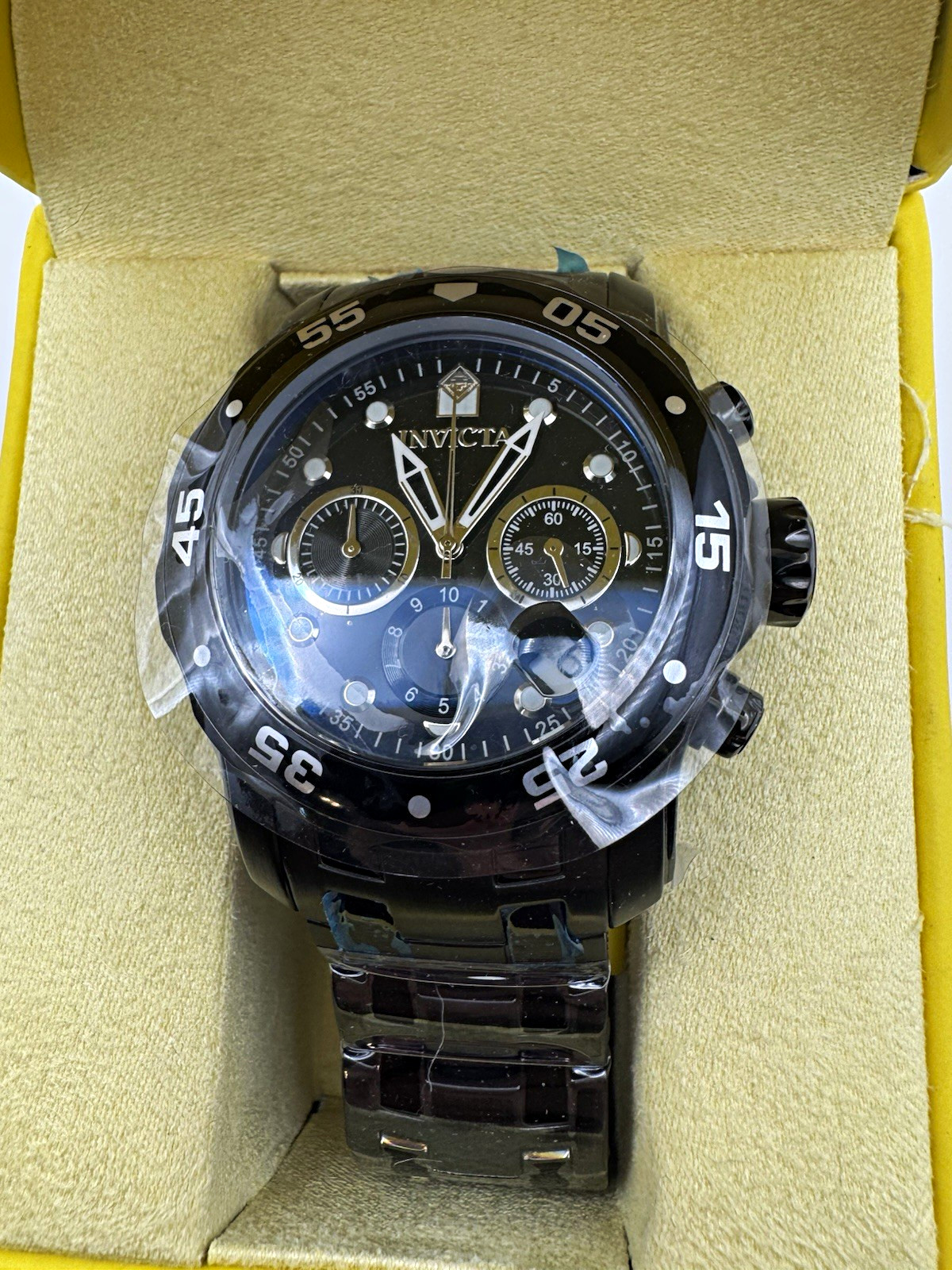 Invicta Pro Diver Tritnite (0076) Chronograph Quartz Black Dial Black Steel 50mm