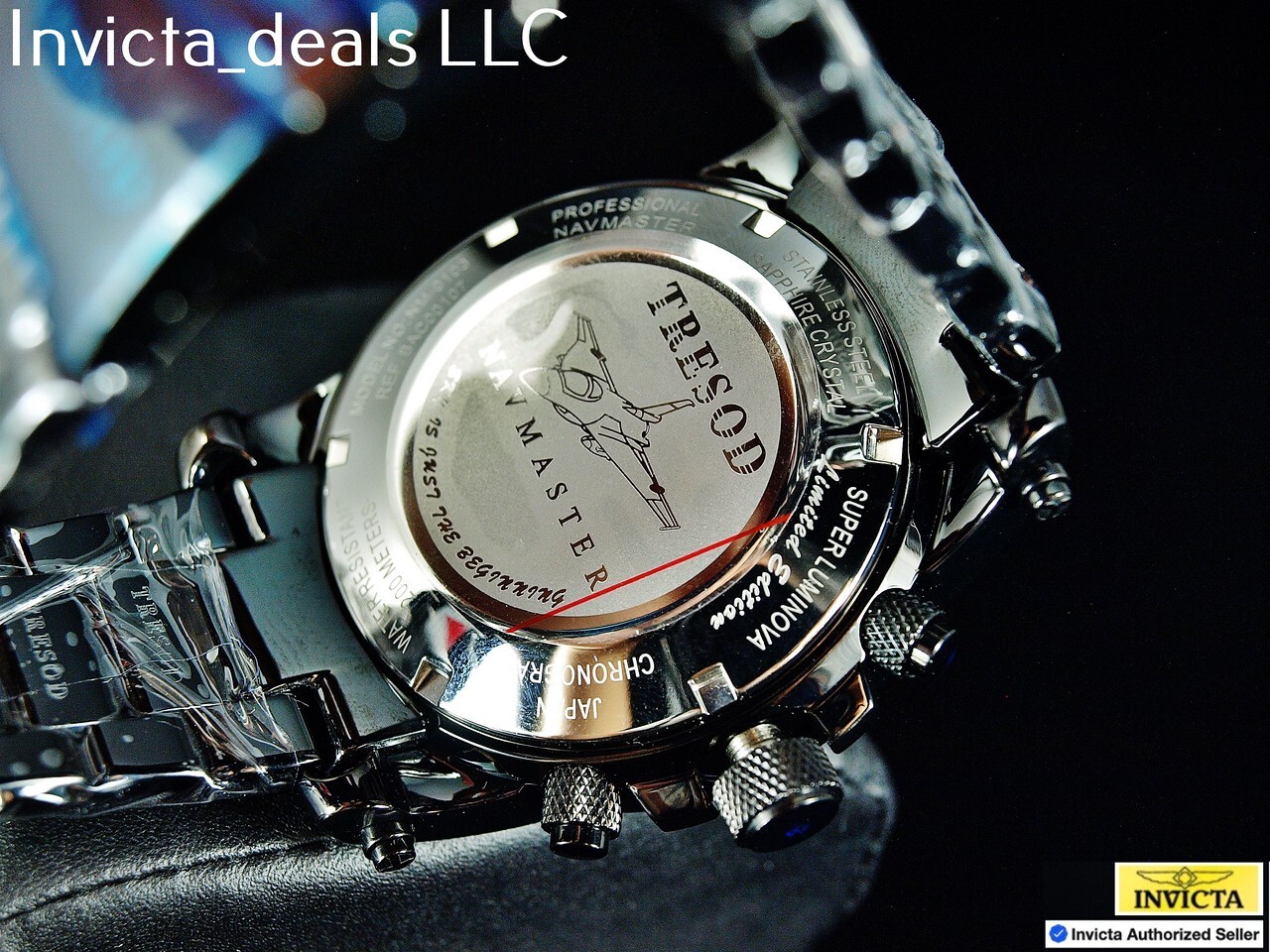 Tresod Men’s NAVMASTER Chronograph COMBAT Black Tone Sapphire Crystal SS Watch