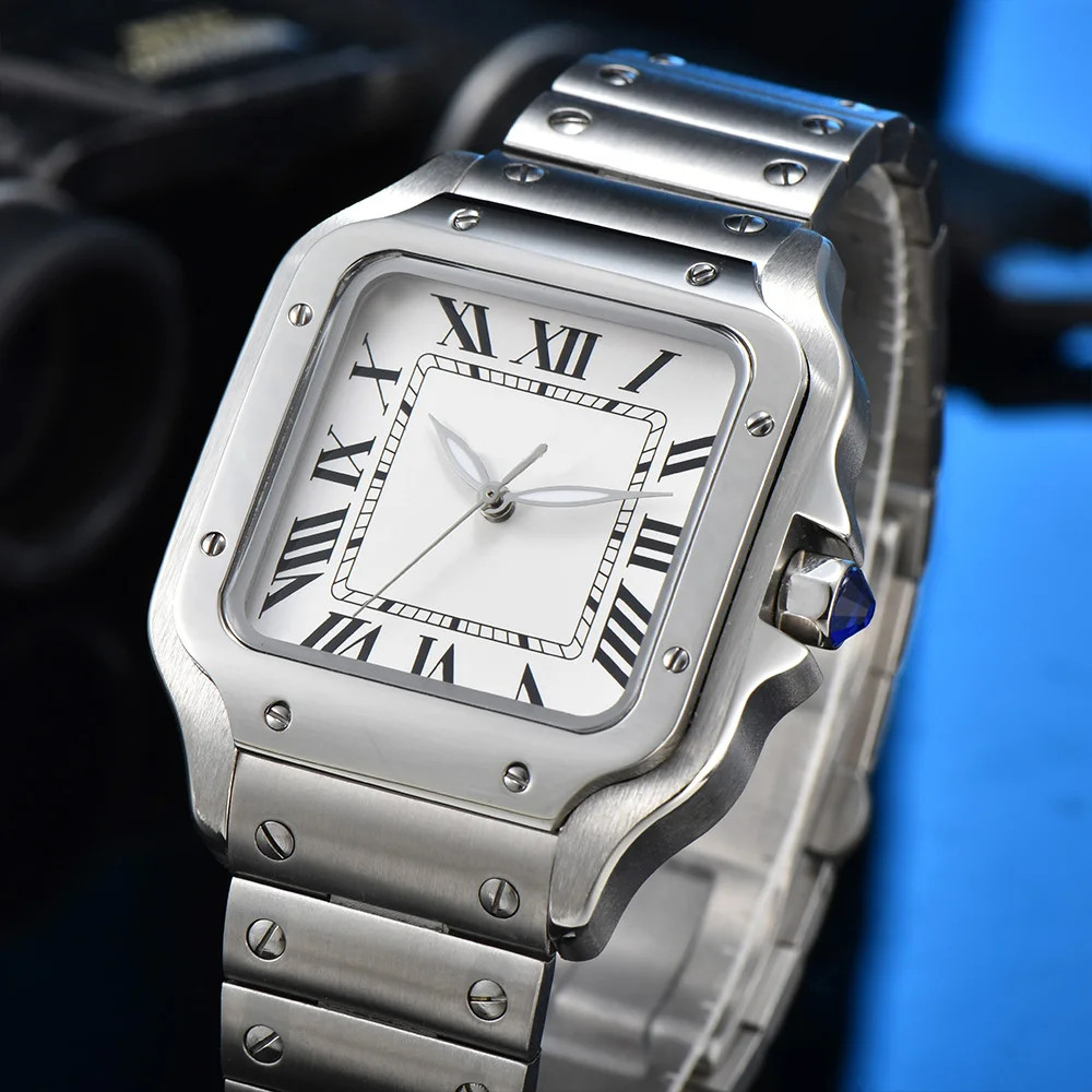 Simple Retro White Roman Sapphire Crystal Square Men Dress NH35 Automatic Watch