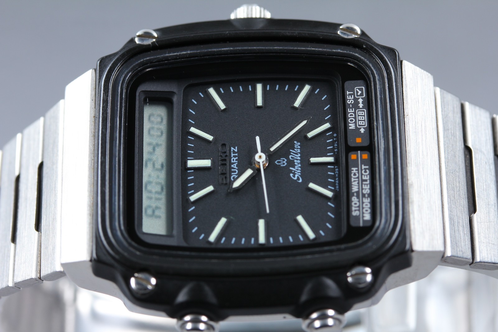 [N MINT] Seiko SilverWave H357-5110 Silver Ana-Digi Qz James Bond Men’s Watch