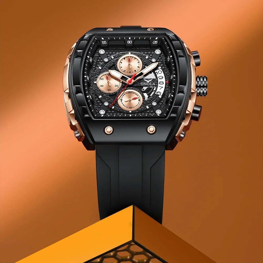 22.5mm Luxury Multifunctional Waterproof Numberless Quartz Silicone Men’s Watch