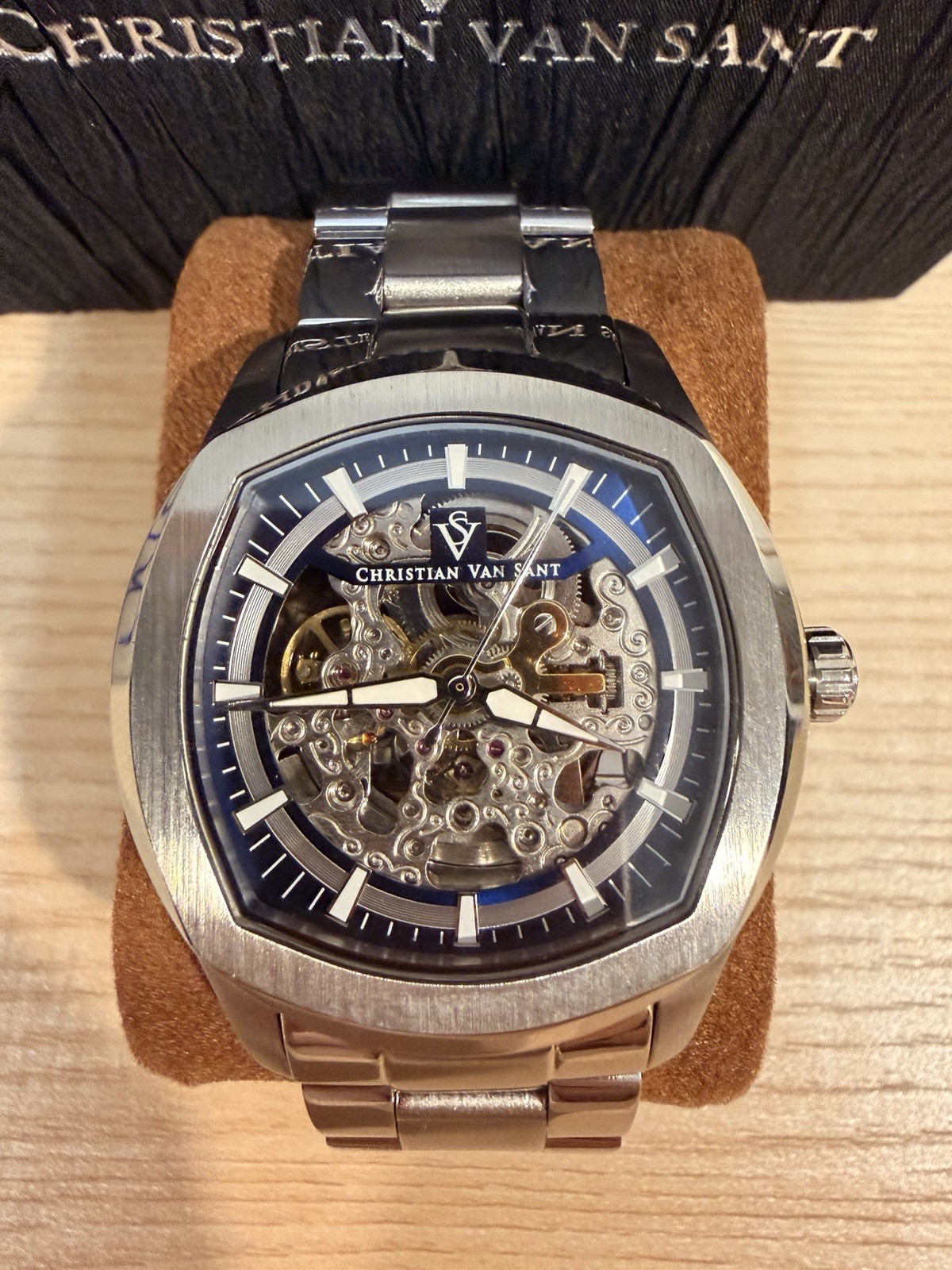 Christian Van Sant Romeo CV9506 Men’s Skeleton Dial Automatic w/ Blue Dial