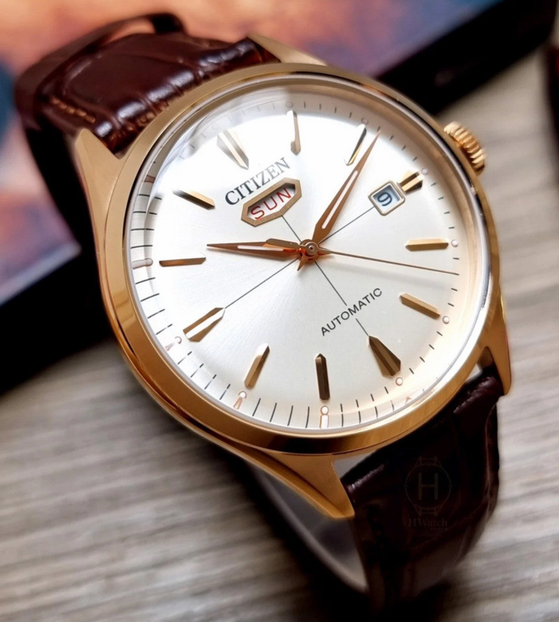 Citizen Automatic Rose Gold Tone White Dial NH8393-05A Day Date Men’s Watch