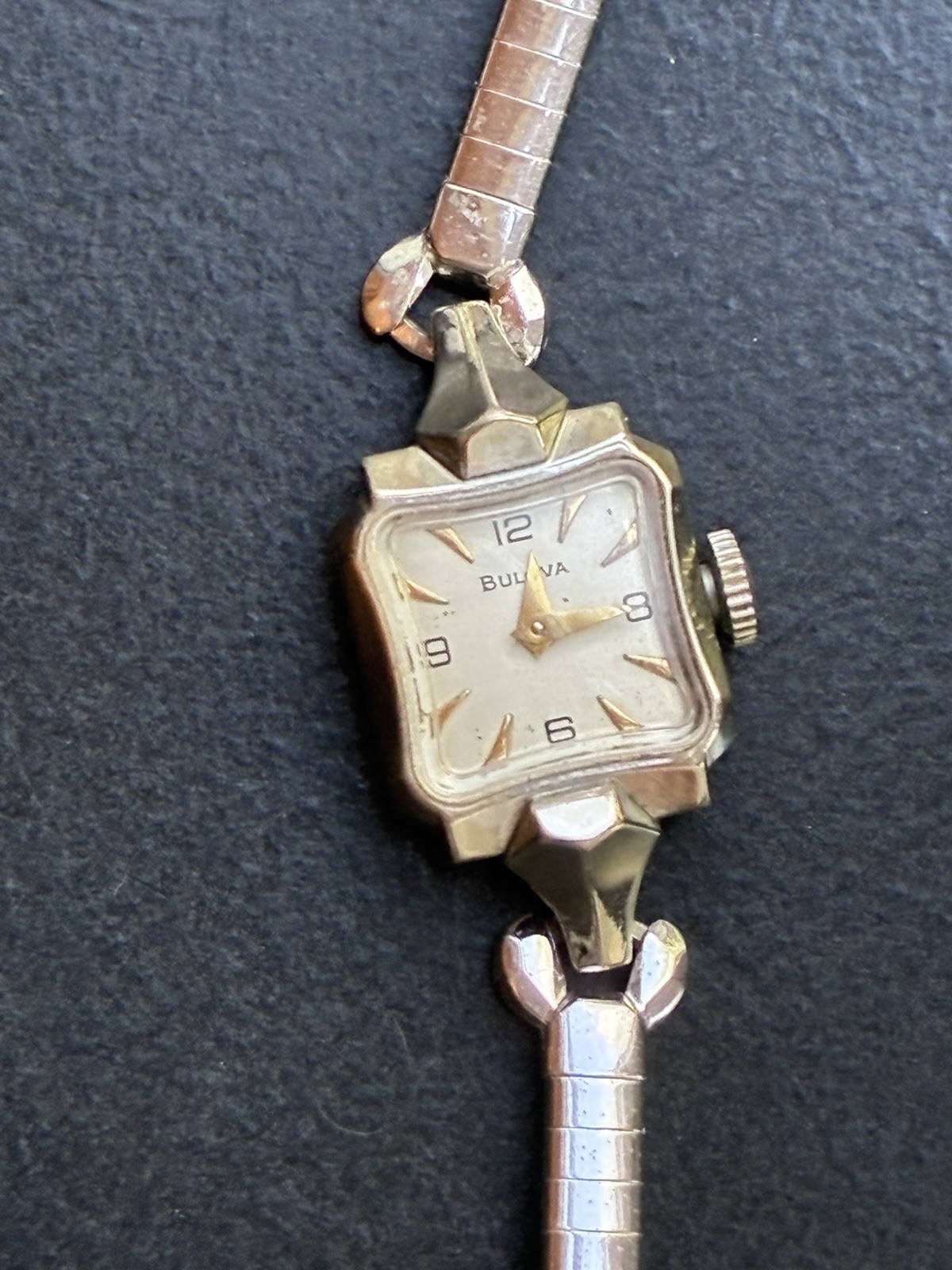 Bulova Vintage Women’s Square Manual Wind Silver Dial Silver Bracelet Watch