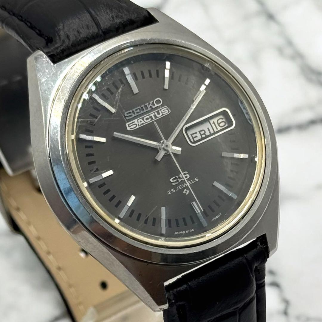 SEIKO 5 Automatic Actus SS Day Date Black working From Japan