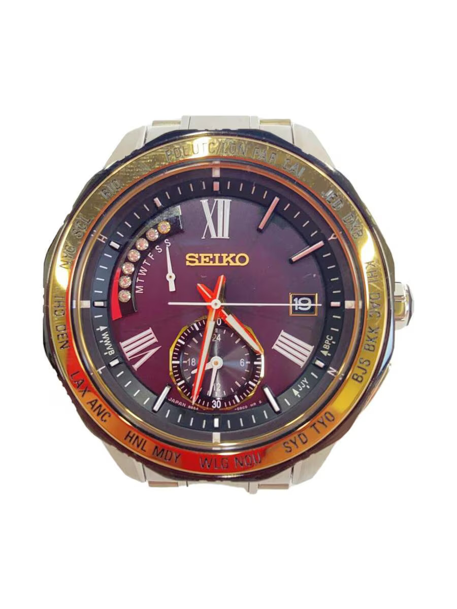 SEIKO Solar Wristwatch Analog Stainless BRW SLV 8B54 0BG0