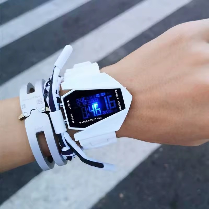 Futuristic LED Multi-Function Waterproof Wristwatch for Men, Women & Students