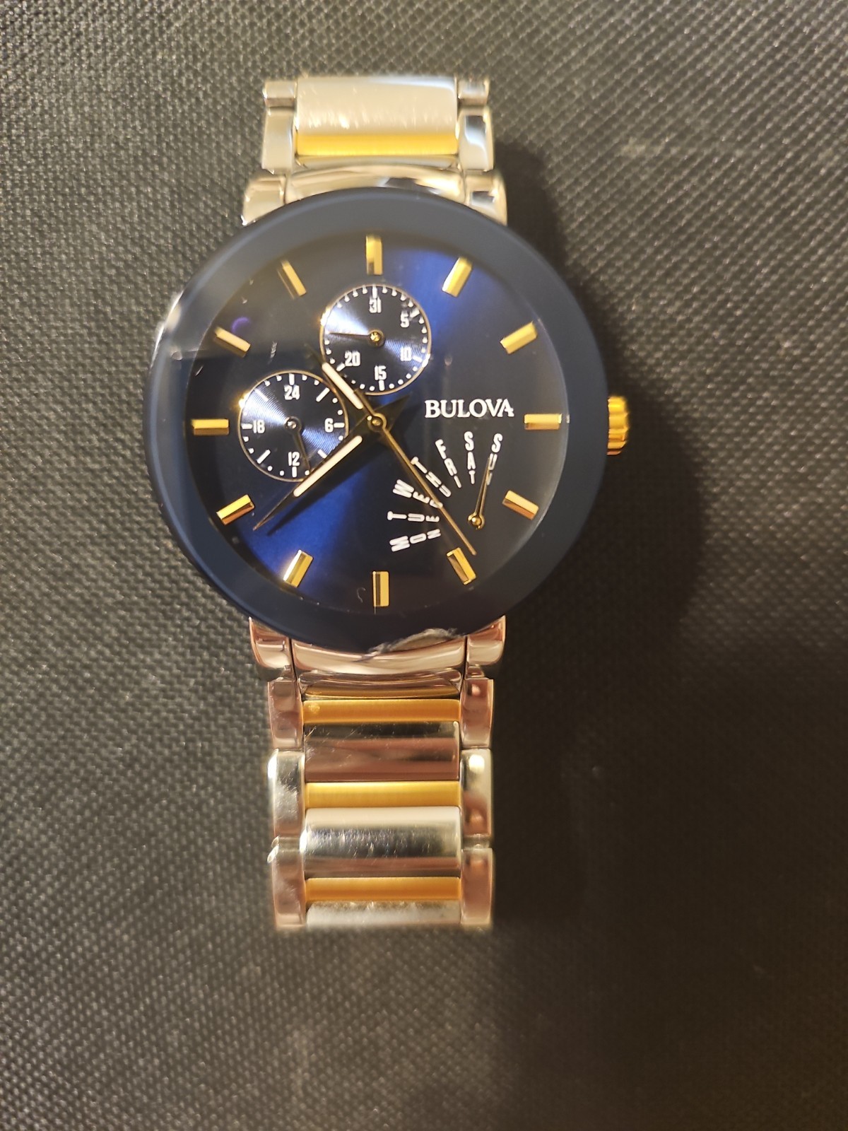 Bulova Men’s Futuro Stainless Steel Two Tone Blue Dial 40mm Watch 98C123