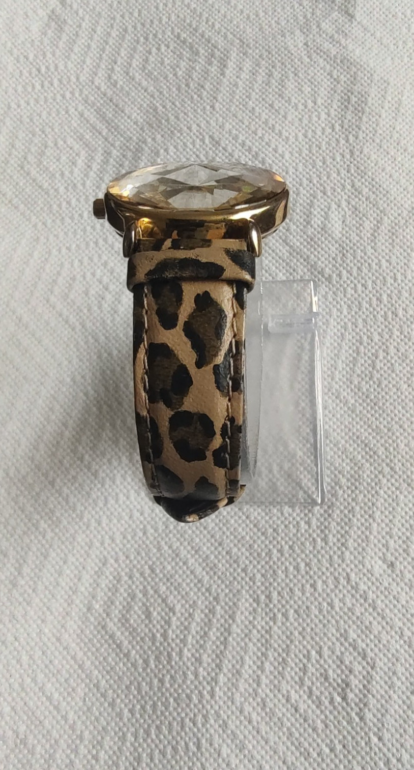 LA Express Watch Female Multicolor Genuine Leather Strap Gold Tone