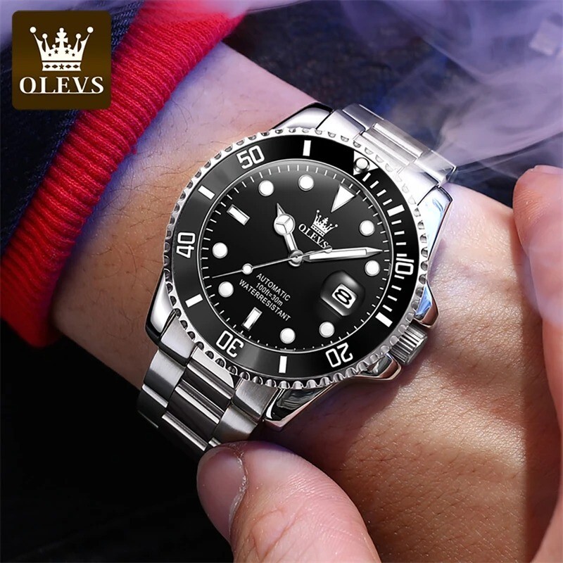 OLEVS Men’s Automatic Luxury Watch Mechanical Waterproof Stainless Diver NEW