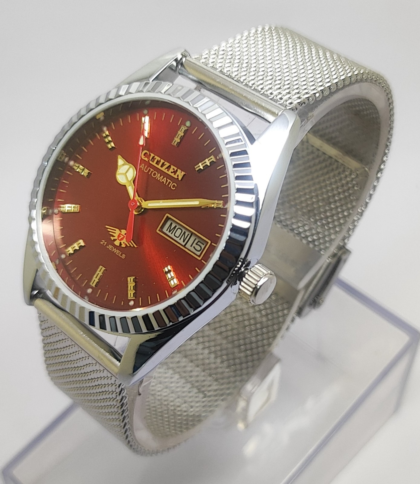 Refurbished Automatic Men’s Watch Day Date | Classic Vintage Style Steel Strap