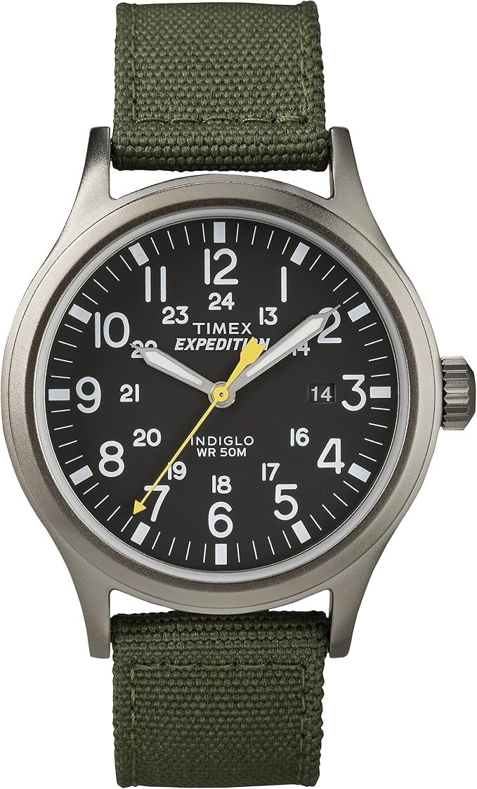 Timex T49961, Men’s Expedition Scout Green Fabric Watch, Date, Indiglo, NEW