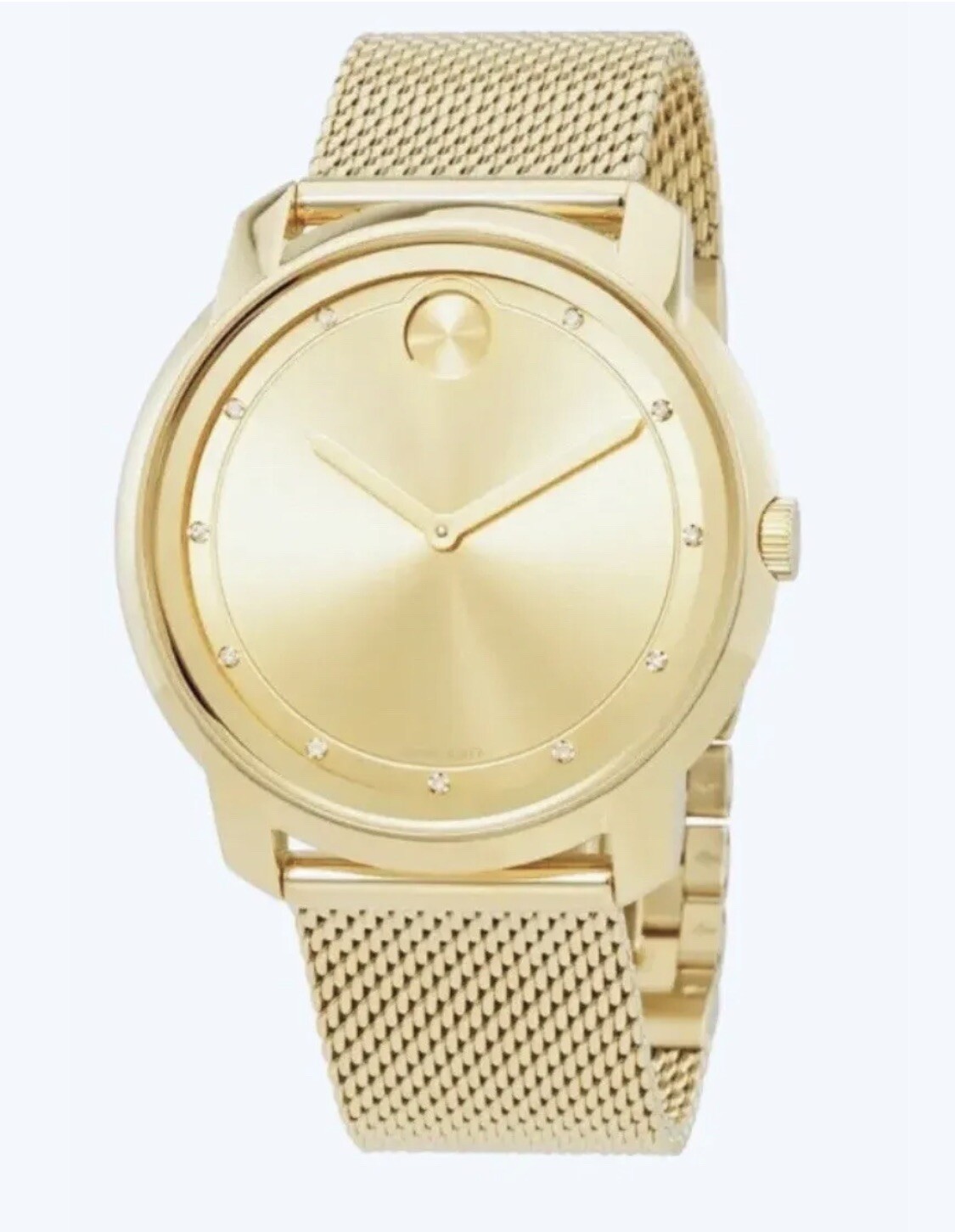 Brand New Movado Bold Men’s Yellow Gold 44mm Watch With Diamond Markers 3600460