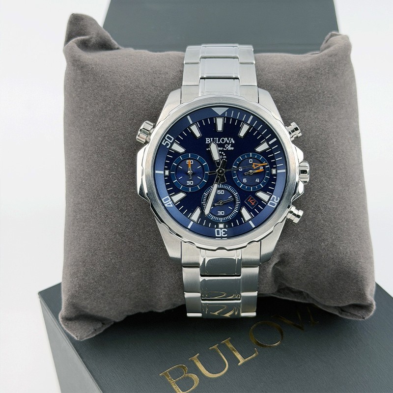 Bulova Marine Star Men’s New Blue Dial Quartz Chronograph Watch 43MM 96B256