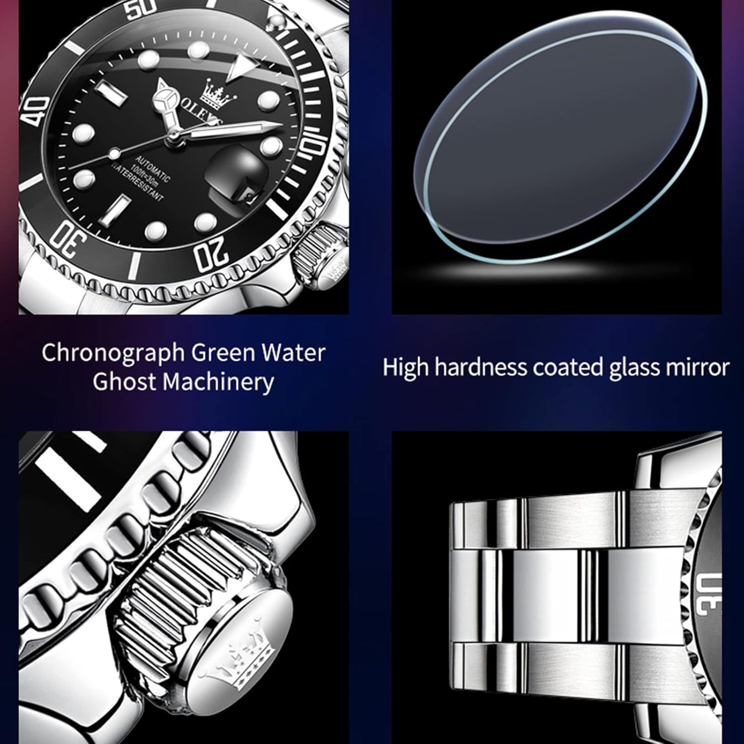 Elegant Men’s Automatic Mechanical Watch – Battery-Free, Stainless Steel