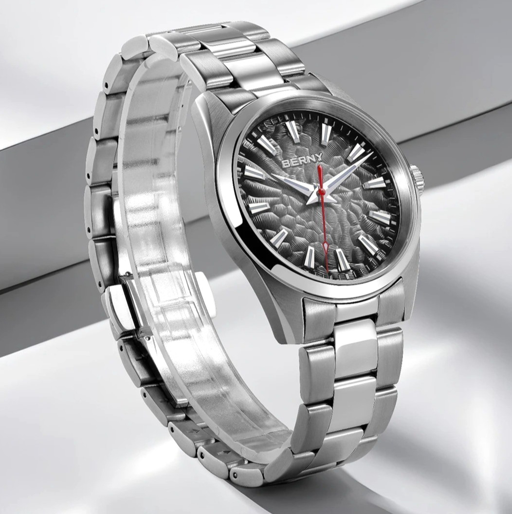 38MM BERNY Quartz Watch Men’s Luxury Sapphire 100M Waterproof Stainless Gift NEW