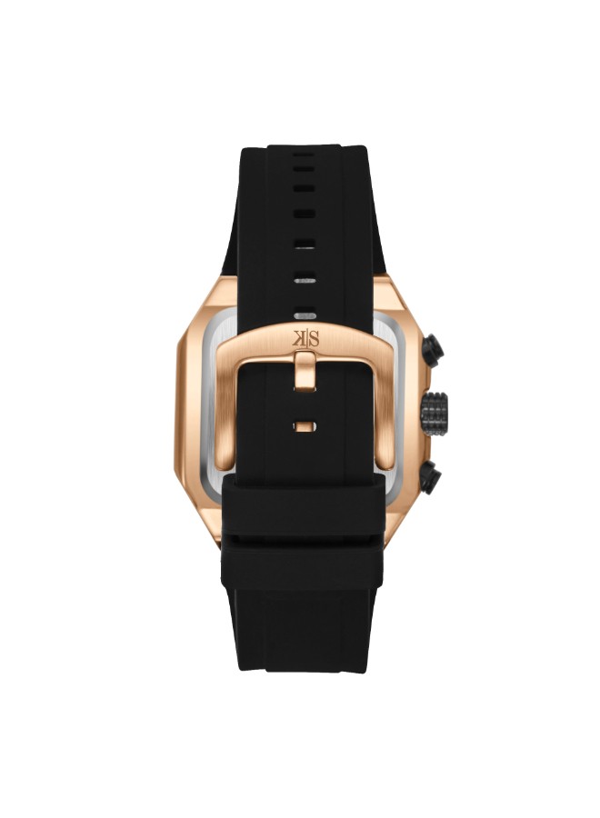 Kenneth Scott Men’s Chronograph Watch | Black Dial, Rose Gold Case, 44mm