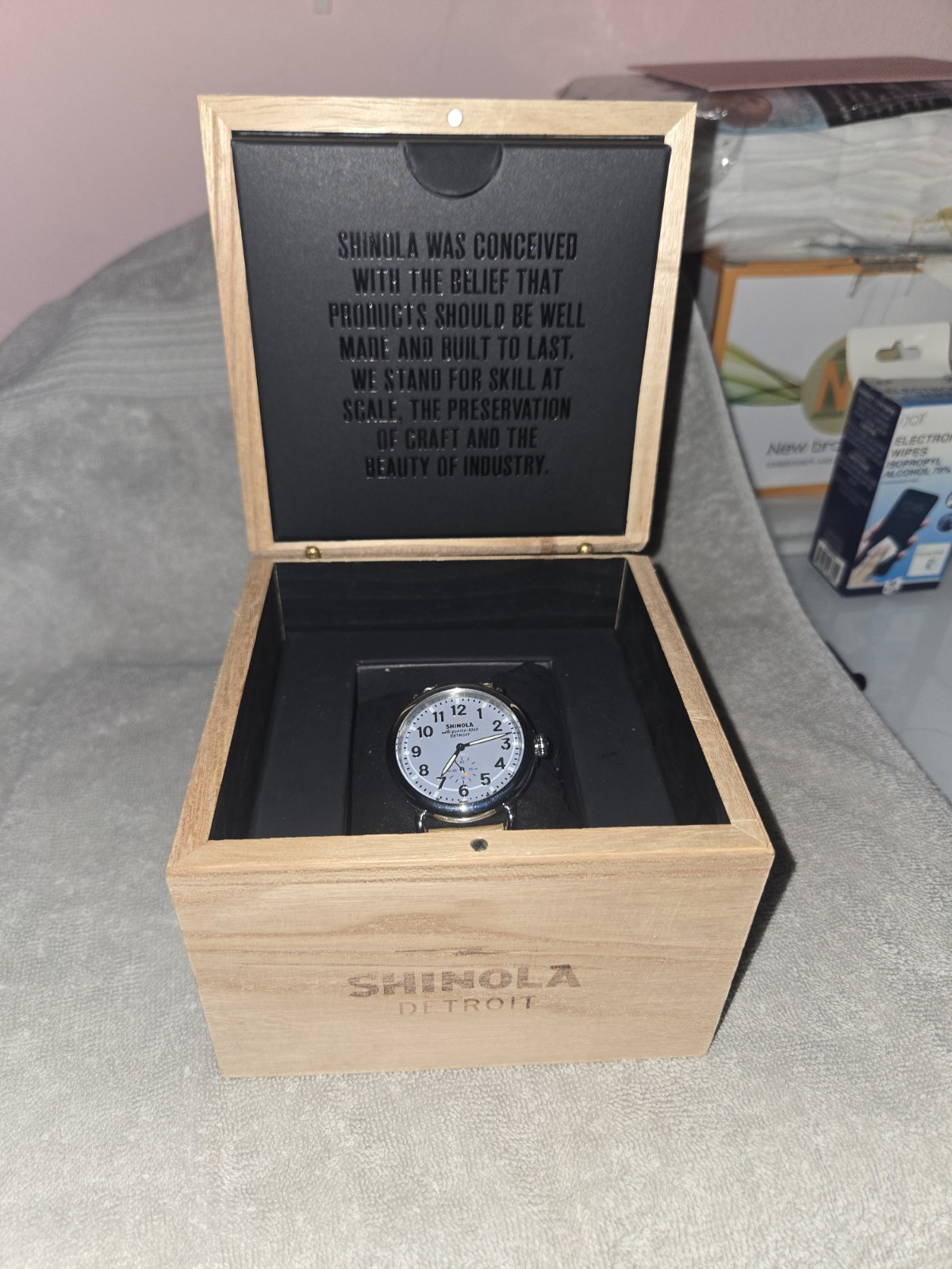 Shinola Runwell 41mm Gray/Blue Dial Brown Leather Strap Men’s Quartz Watch