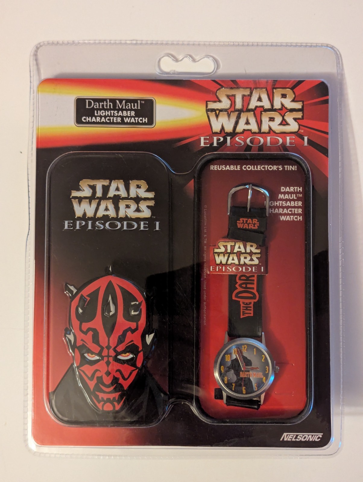 Darth Maul Lightsaber Wrist Watch with Collectors Tin Star Wars Episode 1 (1999)