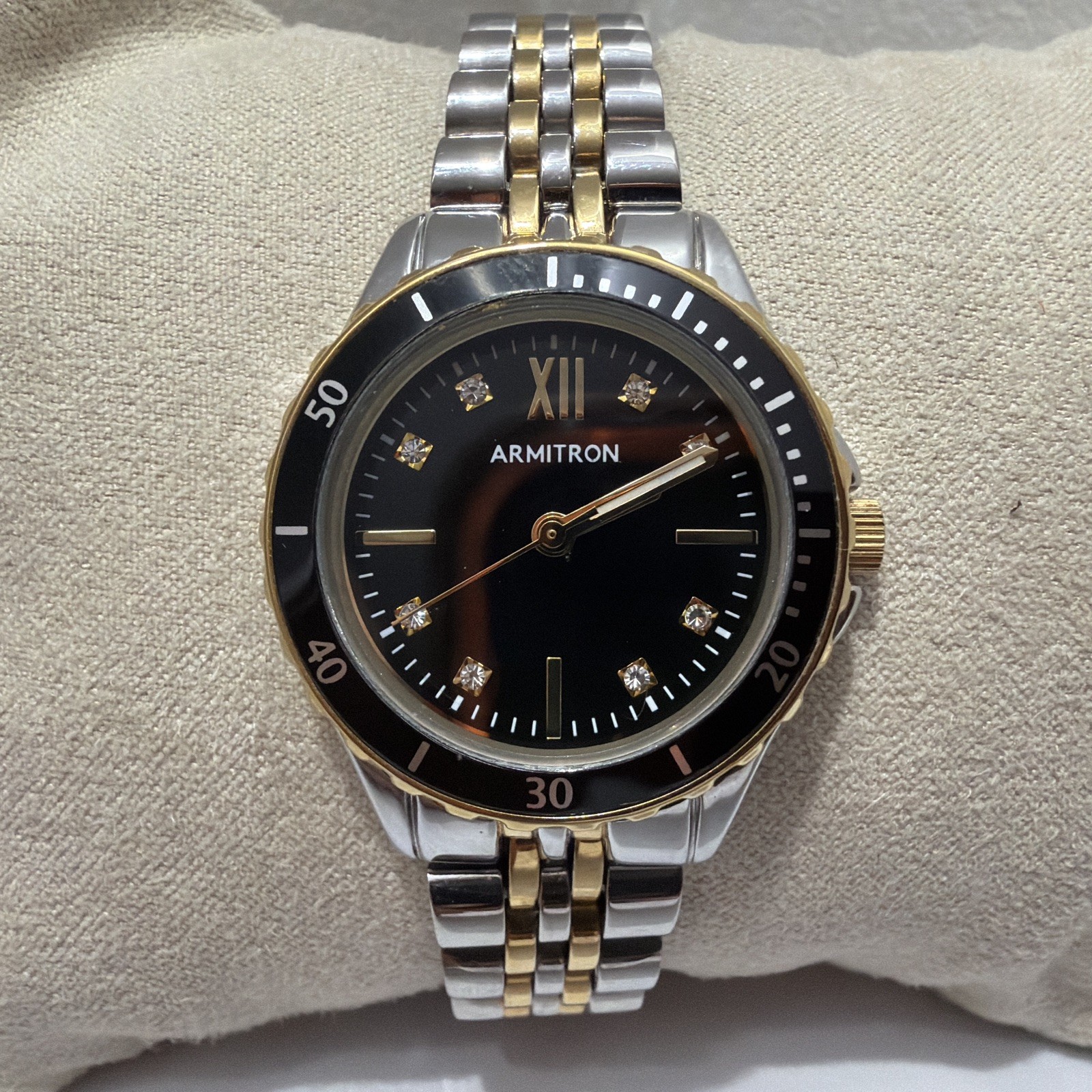 Armitron Women 75/5730TT Diamond Accent Two Tone Quartz 30mm Watch 6 3/4″ Runs