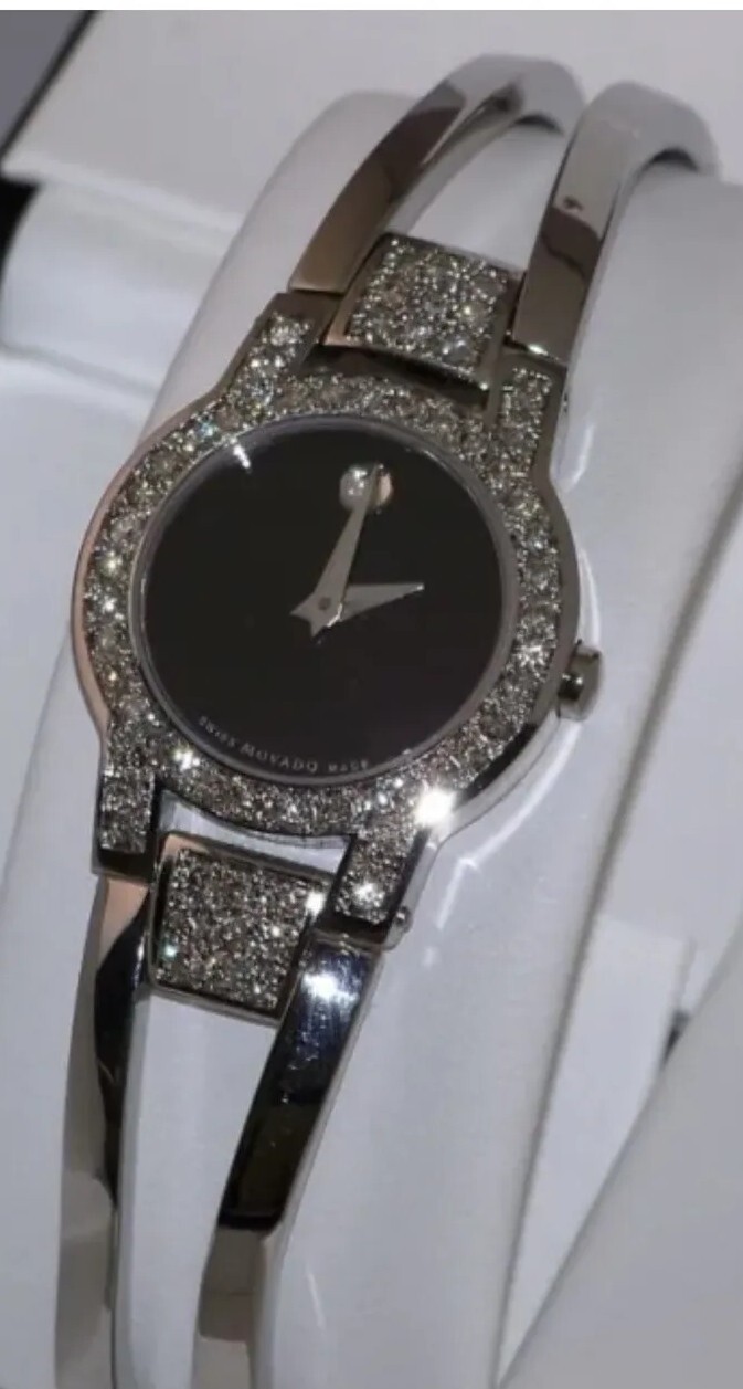 Brand New Ladies Movado Amorosa Custom Diamond Watch – 0604759 Aprx (0.90CT)