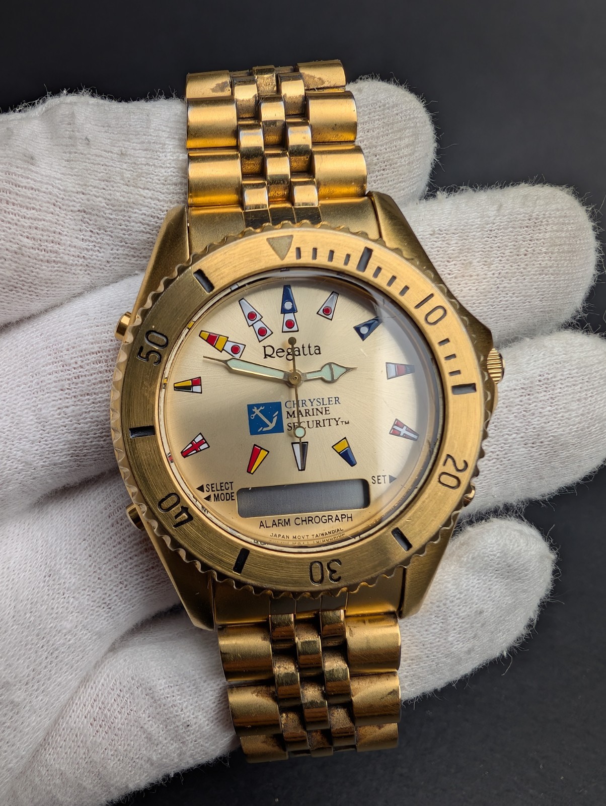 Rare Regatta by Telux Martime Flags Watch 500 ft WR Not Working For Repair