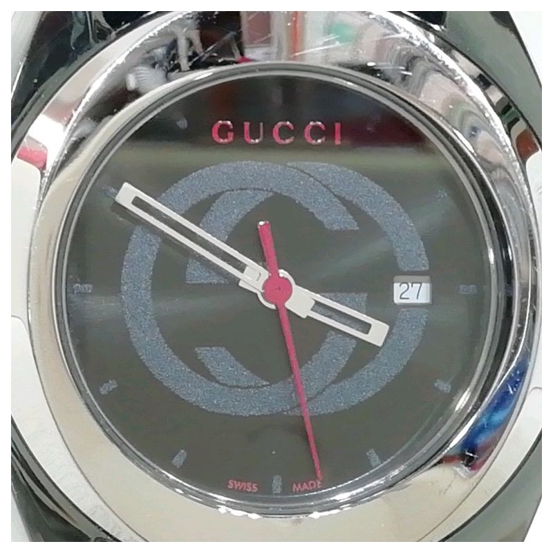 Gucci Sync 137.3 Quartz Watch Black Rubber Strap Swiss Made Used
