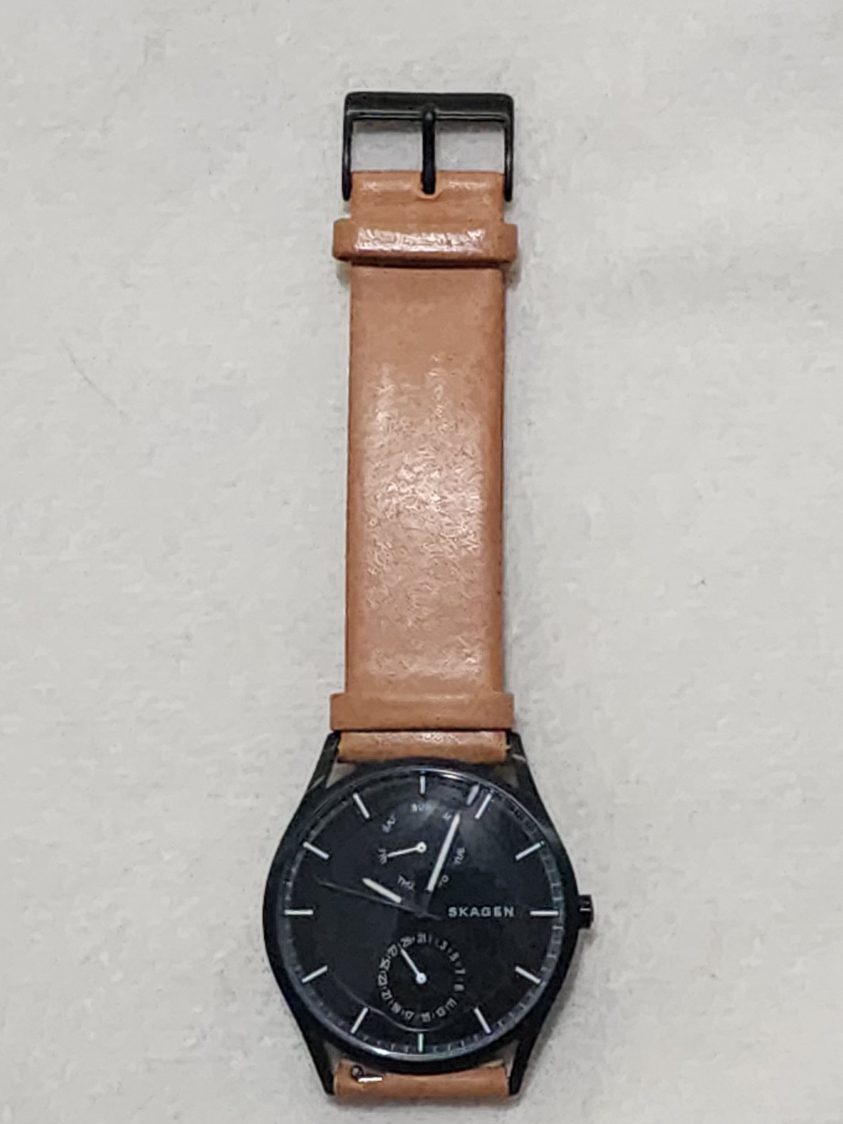 Skagen Holst Watch Men 40mm Black Dial Black Tone Daydate Round SKW6265 NICE