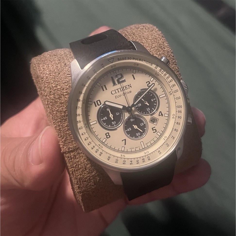 Citizen CA4500-08X Eco-Drive Chronograph Beige dial w/Racing Strap and nato