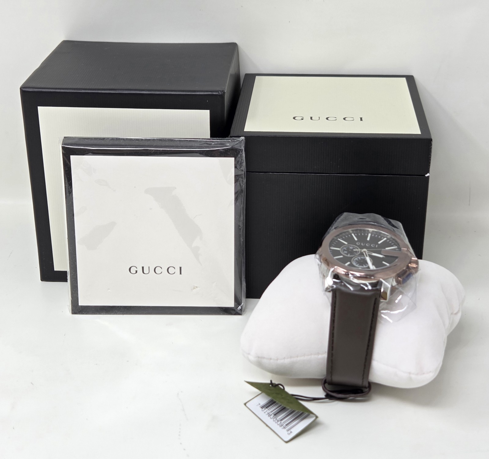 New Gucci G-Chrono XL Men’s Watch – Model YA101202 w/ Brown Leather Strap & Box