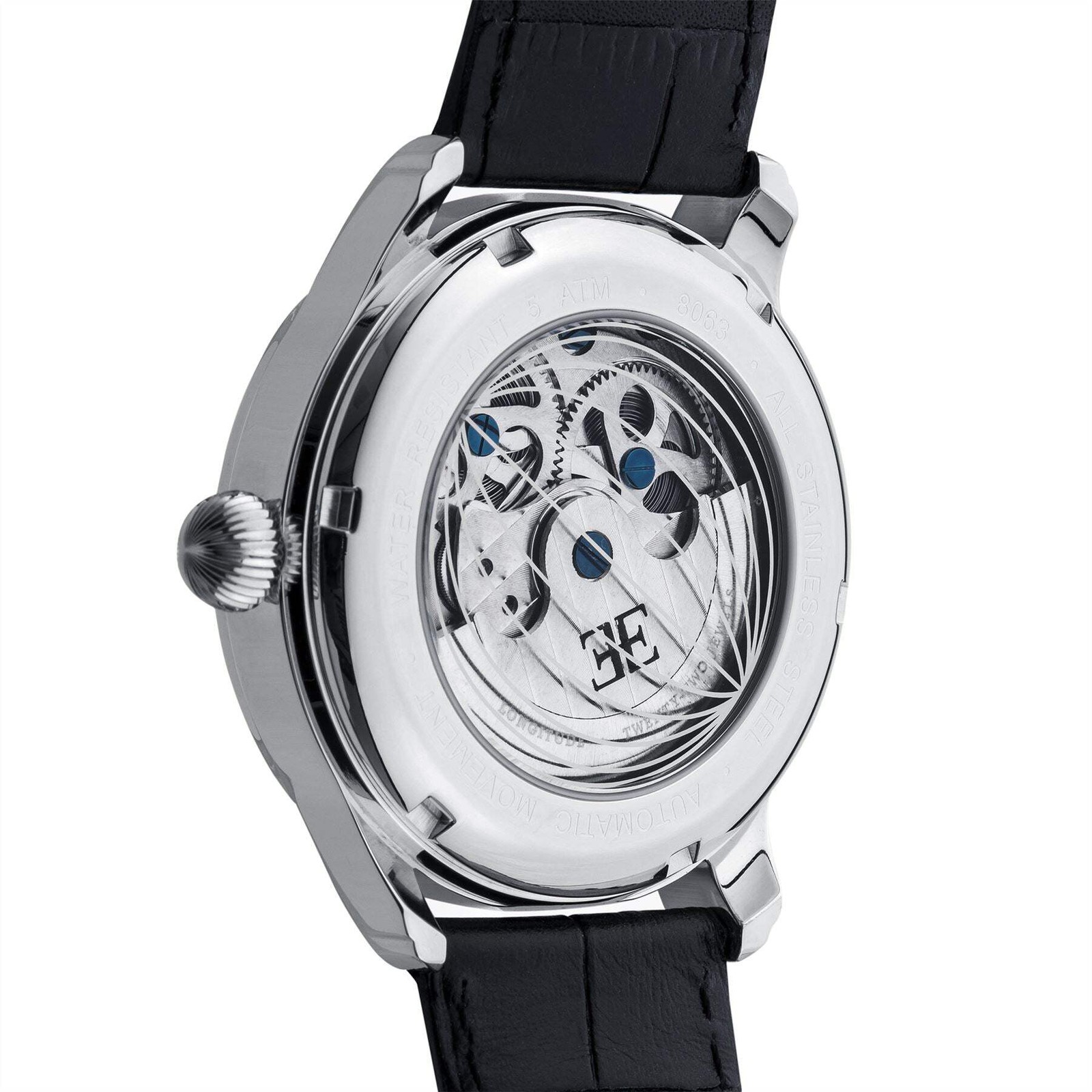 Longitude (Shadow Automatic) Automatic Skeleton Watch Silver White & Black / Gen