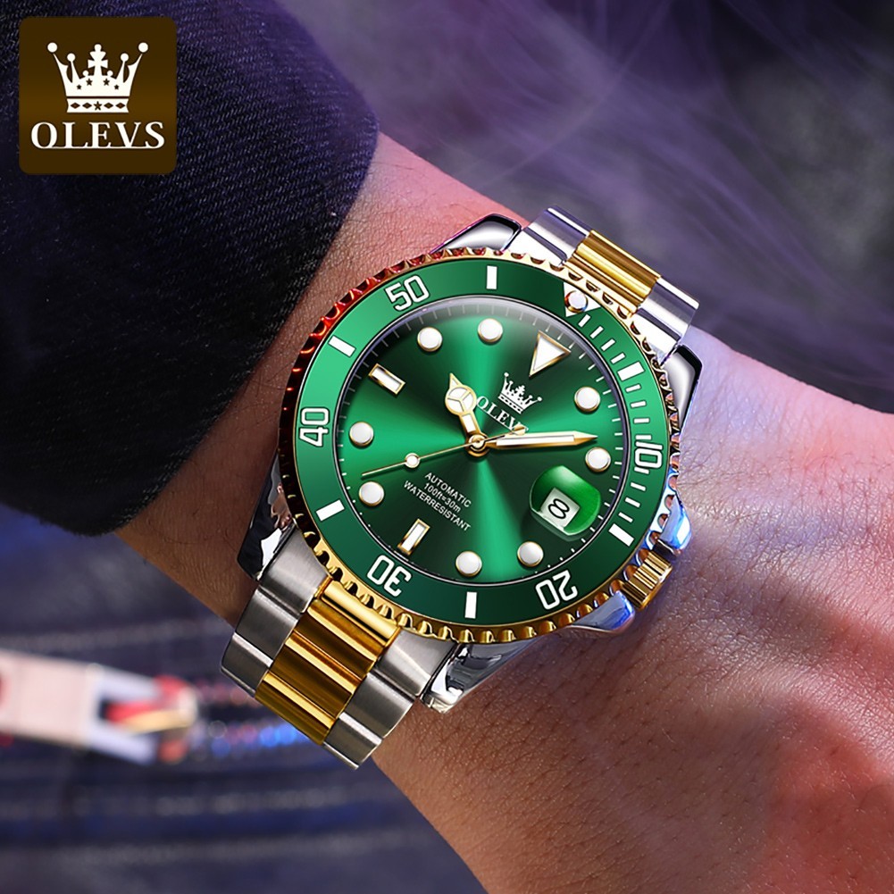 OLEVS Men’s Watch Automatic Mechanical, Stainless Steel Luminous Waterproof Date