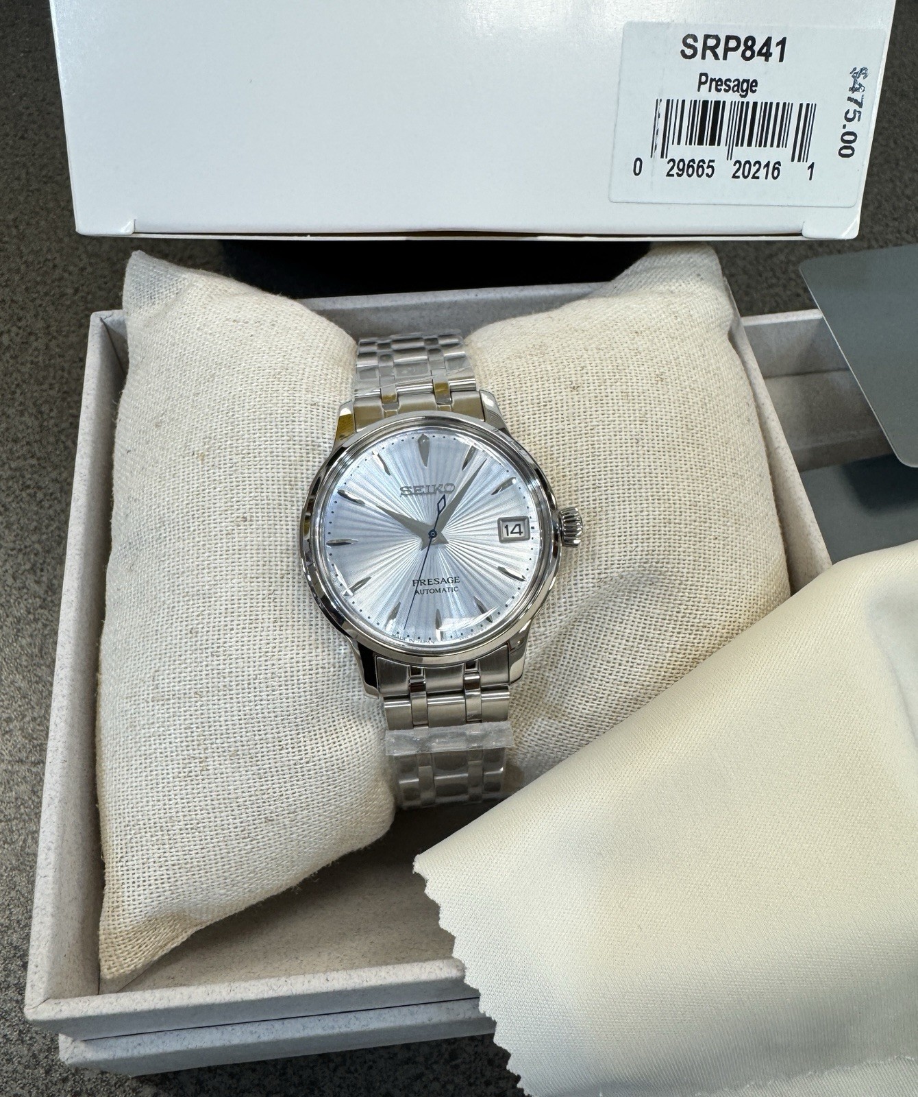 Seiko Presage Cocktail Time Automatic Blue Dial Steel Women’s Watch SRP841 34mm