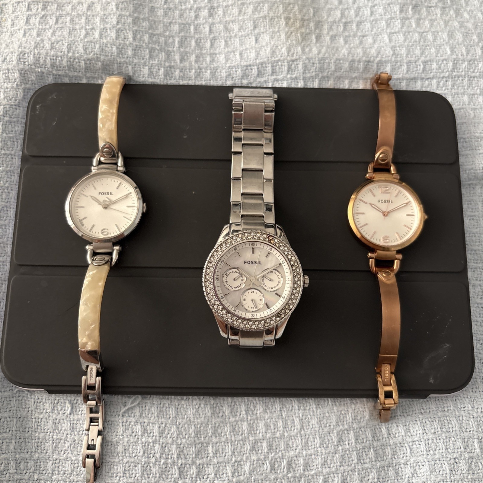 Fossil Watches, Set Of 3, Silver And Rose Gold
