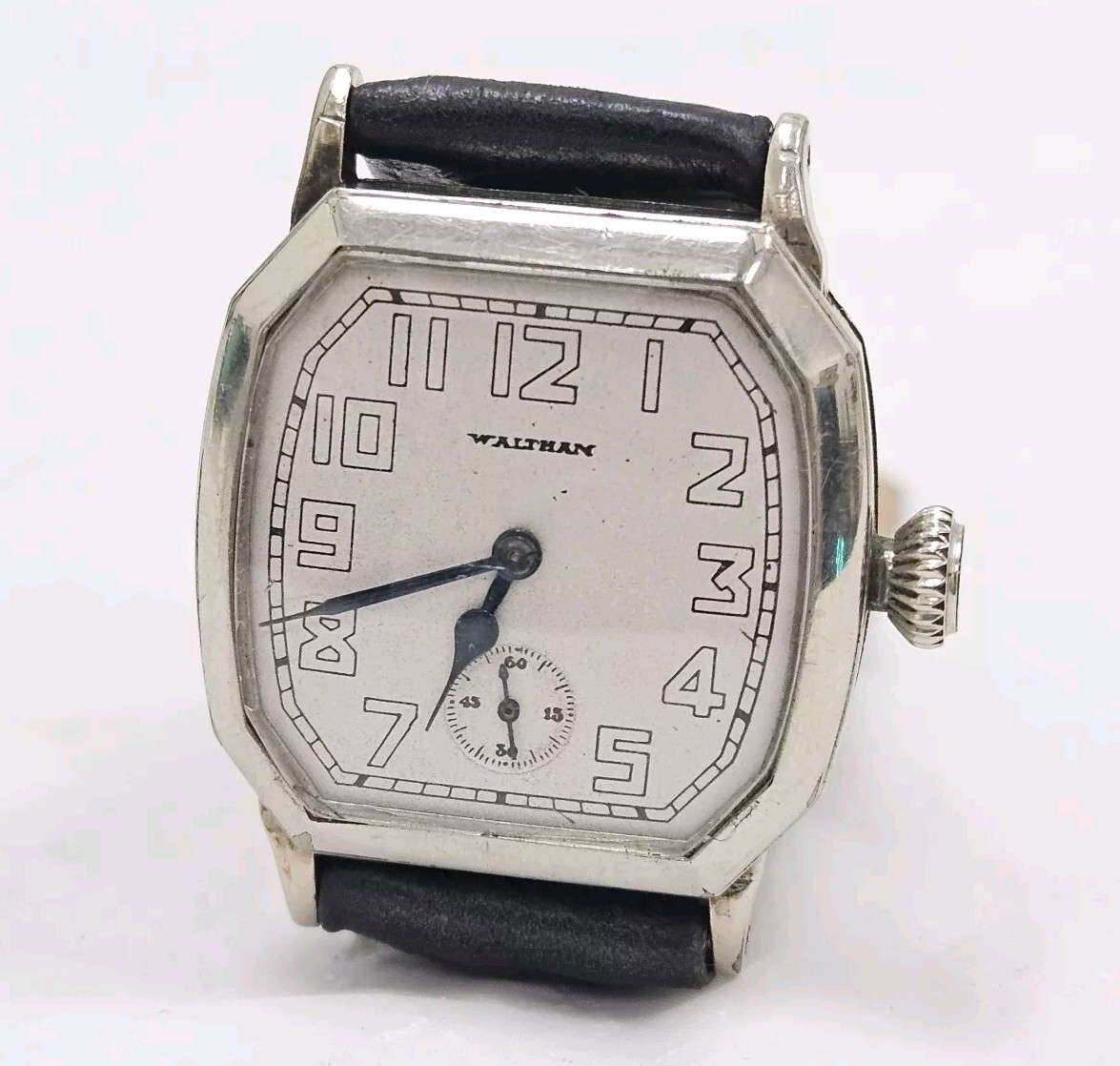 Antique Waltham Mens 7 Jewels Wristwatch 14k Gold Filled Case Tortue Shaped Case